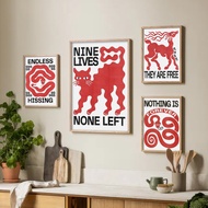 Wall Art Print Art Frame Aesthetic Wooden Frame Large Size A3 A2 A1 A0 Red Graphic XB08