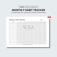 Habit Tracker Printable | 20 Habits 31 Days | Monthly Habit Tracker | A4 Printable PDF | Landscape L
