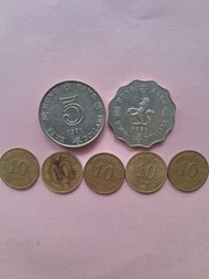 英女皇頭81年2元.5元+82年1毫5個