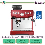 Breville BES870 Barista Express Espresso Coffee Machine Coffee Maker (Bean) - Cranberry