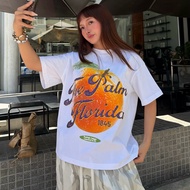 ThePalm Saigon Official - Boxy White Summer Orange T-shirt "FLORIDA" UNISEX Men and Women