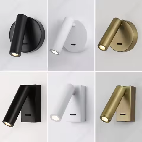 Minimalist LED Rotating 3W Warm Spot Wall Light Bedroom Bedside Reading Light Living Room Hotel Corr