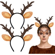 3PCS Deer Antlers Headband with Deer Ears - Lightweight & Snug Fit Comfort Deer Headband for Women A