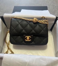 Chanel 愛心調節扣方胖子20cm荔枝皮