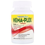 Nature's Plus Hema Plex Iron Added Blood Health Support 60 Tablets Soft Capsules