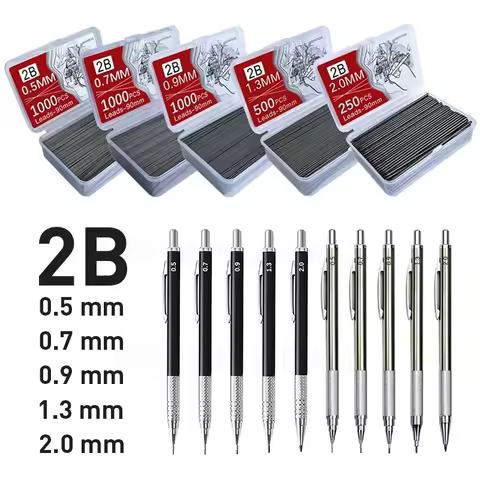 250/500/1000pcs Large Capacity Lead Refills 0.5/0.7/0.9/1.3/2.0mm 2B Mechanical Pencil Refills Offic