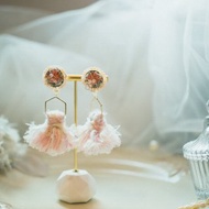奶昔甜心 日本混線紗線流蘇耳環 垂墜式水晶花樹脂耳環