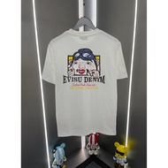 2026 Baru EVISU Uniseks Bercetak T-Shirt Leher Bulat Lengan Pendek Atasan Longgar Fit 100% Kapas Baj