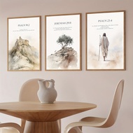 Set of 3 Christian Modern Wall Art Prints Featuring Inspirational Bible Verses from Psalms 91:2, Jer