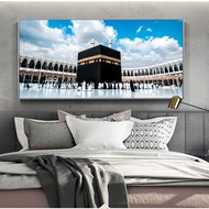 Kain lukisan seni masjid besar Mekah untuk hiasan rumah pemandangan tanah suci Islam poster dinding 
