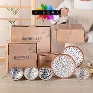 Japanese Bamboo Style Rice Bowl Porcelain Bowl Ceramic Bowl Mangkuk Keramik Bowl Doorgift Wedding Gift Dinnerware-VIXORA