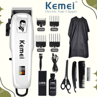 Mesin Cukur Rambut Cas Profesional Paket Barbershop KEMEI Indikator Baterai LED Digital ORIGINAL