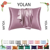 YOLANDAGOODS 2pcs Silky Pillow Cover, Breathable 20" x 26" Silk Satin Pillowcase, Soft 20" x 36" Com