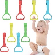 8Pcs Baby Pull up Rings-Baby Walking Exercises Assistant Rings-Baby Bed Stand Up Rings-Baby Crib Pull up Rings-Baby Cot Hanging Rings for Infant Baby Toddler（4 Colors）