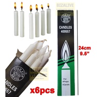 5 Hour (6pcs) White Candle 9.5±" | Unscented White Candles | Smokeless White Candle | Lilin Putih 6p