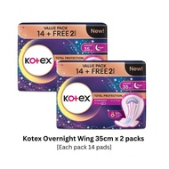 Kotex Overnight Wing 35cm 2 packs x14 pads