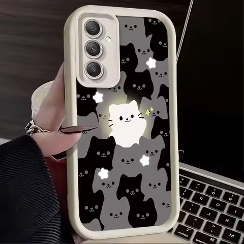 Cute Couple Glowing Cat Phone Case For Samsung Galaxy A53 A54 A05 A05S A34 A24 A14 A33 A23 A13 A52 A