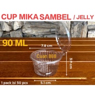 NS 90ML MICA SAMBAL CUP WITH CONNECTED LID SAUCE CUP/, SAUCE CUP, JELLY DESSERT, AGAR PUDDING, SOY S
