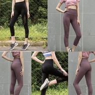 [พร้อมส่ง] กางเกงโยคะ กางเกงออกกำลังกาย เลกกิ้งขายาว Legging 5ส่วน มีรูระบาย sp17