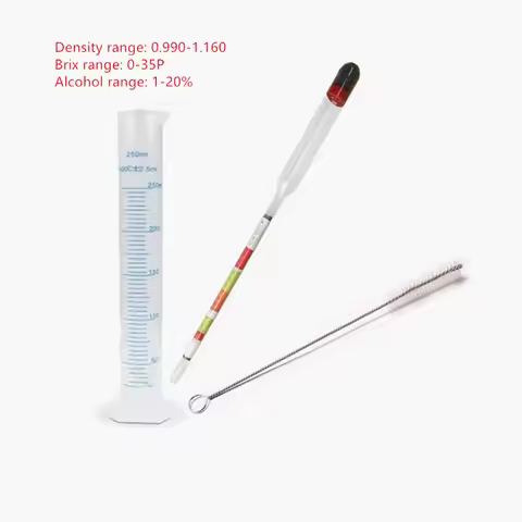 3PCS/Set Alcohol Hydrometer Meter Portable 3 IN 1 Beer Density Alcohol Malt Brix Tester Home Beer Wi