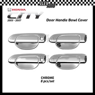 Honda City 2003 - 2007 Door Handle Bowl Cover Trim Carbon Chrome Black Garnish Accessories Bodykit 2