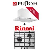 FUJIOH FR-CL1890 CHIMNEY HOOD WITH OIL SMASHER TECHNOLOGY + RINNAI RB-63SSV-DL 3 BURNER STAINLESS STEEL BUILT-IN GAS HOB