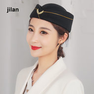 Jilan 1ชิ้นฮาโลวีนปาร์ตี้หมวกคอสเพลย์ขนสัตว์รู้สึกชุดแอร์โฮสเตสหมวกเบเร่ต์หมวกฐานสายการบิน Stewardess ชุดเครื่องแบบทางการหมวก