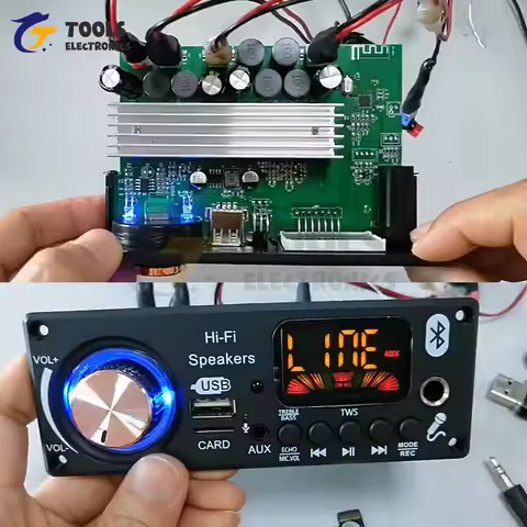 DC 12V Car Audio MP3 Decoder Board Bluetooth TPA3116D2 Amplifier 2*50W+100W with FM Radio & MP3/WAV/