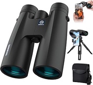 12X50 Professional HD Binoculars for Adults with Phone Adapter and Foldable Tripod - High Power Binoculars with Large View - Super Bright Waterproof Binoculars for Bird Watching Hunting Stargazing