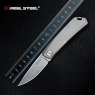 戶外用品 美國REALSTEEL銳獅帝無鎖戶外輕量多功能口袋刀 便攜防衛折疊刀 EDC