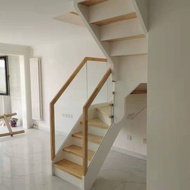 Beijing Solid Wood Stairs Glass Guardrail Villa Compound loft loft Household Indoor Solid Wood Stair