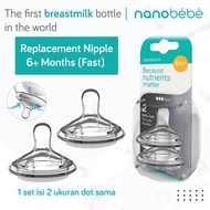 NANOBEBE Replacement Nipple 6+ Months (Fast/ Fast) Baby Pacifier