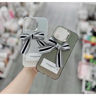 Titanium matte case with metal camera border MORE GRAY STRAP TH OM B RO NE FABRIC BOW with square ed