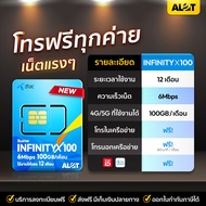 ซิมเทพ Dtac Infinity X 100 ซิมดีแทค ซิมเน็ต 6mbps 100gb ต่อเดือน เน็ตรายปี โทรฟรีทุกเครือข่าย 60นาที