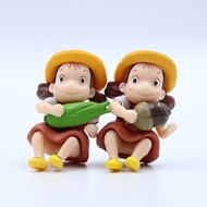 2 Jili cats, Doudou Dragon, holding corn, sitting, plum, black coal briquettes, micro-landscape orna