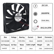 1pcs Sxdool 135mm Pc Cooling Fan 13.5cm Dual Ball Bearing Dc 12v 2pin 135x135x25mm Computer Cooler 0.70a 2800rpm 108cfm
