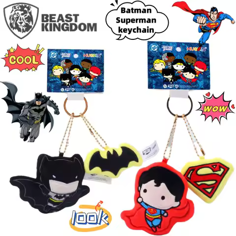 BeastKingdom Batman Superman Cartoon Anime Peripheral Keychain Creative Cute Q Version Press Sound B