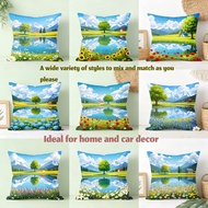 throw pillow case 18x18 16x16 20x20inches Mountain Lake Flower cushion