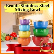 [ LOCAL READY STOCKS ] iGOZO BEAUTE COLORFUL STAINLESS STEEL MIXING BOWL + 3 PCS KNIFE SET (BLACK)