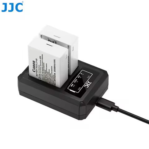 JJC LP-E8 Battery Charger Dual Slot Charger Type C Charging Cable For Canon EOS T5i T4i T3i T2i EOS 