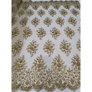 Kain Lace Meter( Gold ) / Lace Fabric Beaded / Embroidery Lace Fabric for high grade dresses baju pengantin