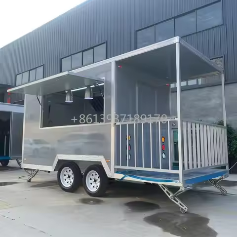 Fence Food Truck Trailer, Mobile Street Food Concession Trailer with Fully Equipment, Hot Dog Cart F