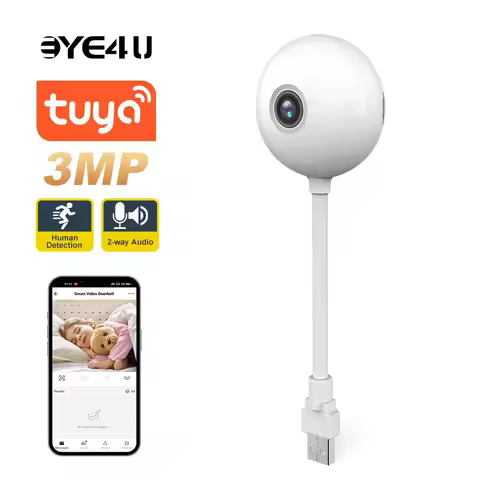 Tuya Mini Camera 3MP Indoor WIFI Wireless Baby Monitor USB Light Bulb Camera Security Protection Vid