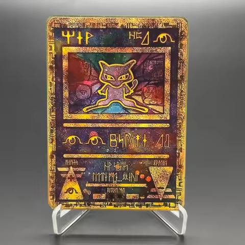 PKM Metal Ancient Mew Promo Movie Holographic Proxy Egypt Rare Black Star Cards Board Game Trading C