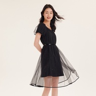 Gelia Black Gauze Dress High Waist Slim-fit Slimmer Look Princess Dress 1A5H4H9G0