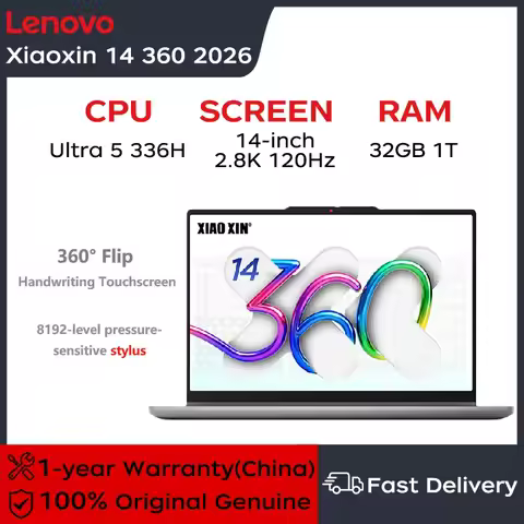 2026 New Lenovo Xiaoxin 14 360 AI Yuanqi Lightweight laptop 14"2.8K 120Hz Ultra 5 336H 32GB 1TB SSD 