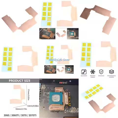 E65E GPU VRAM Thermal Pad Copper Heatsink Miner Graphics Card Cooling 3060ti 3070ti
