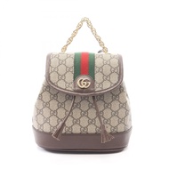 [二手] Gucci Ophidia 迷你背包，GG Supreme，795221，米色/ブラウン/綠色，PVC塗層帆布，皮革。