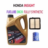 HONDA INSIGHT OIL FILTER + AIR FILTER + FUELUBE 0W20 FULLY SYNTHETIC  ENGINE OIL