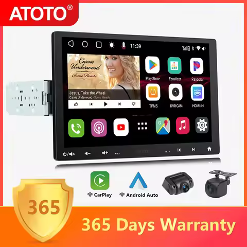 ATOTO 10 inch Android Car Radio 1Din Bluetooth GPS Navigation Carplay Screen Android Auto 1 Din Car 